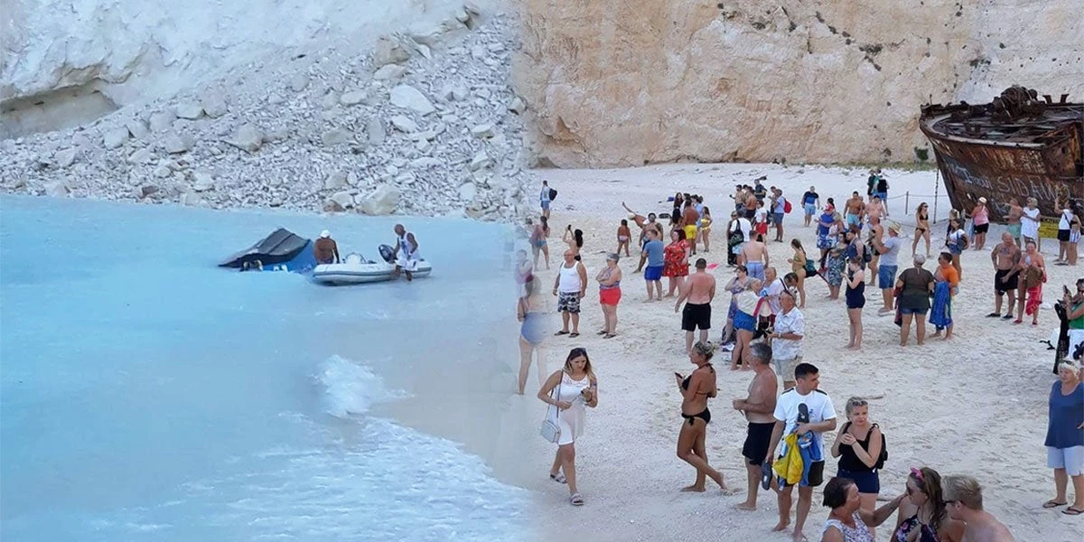 Πανικός στο Ναυάγιο στη Ζάκυνθο – Αποκολλήθηκε βράχος – Ετρεχαν να σωθούν οι λουόμενοι